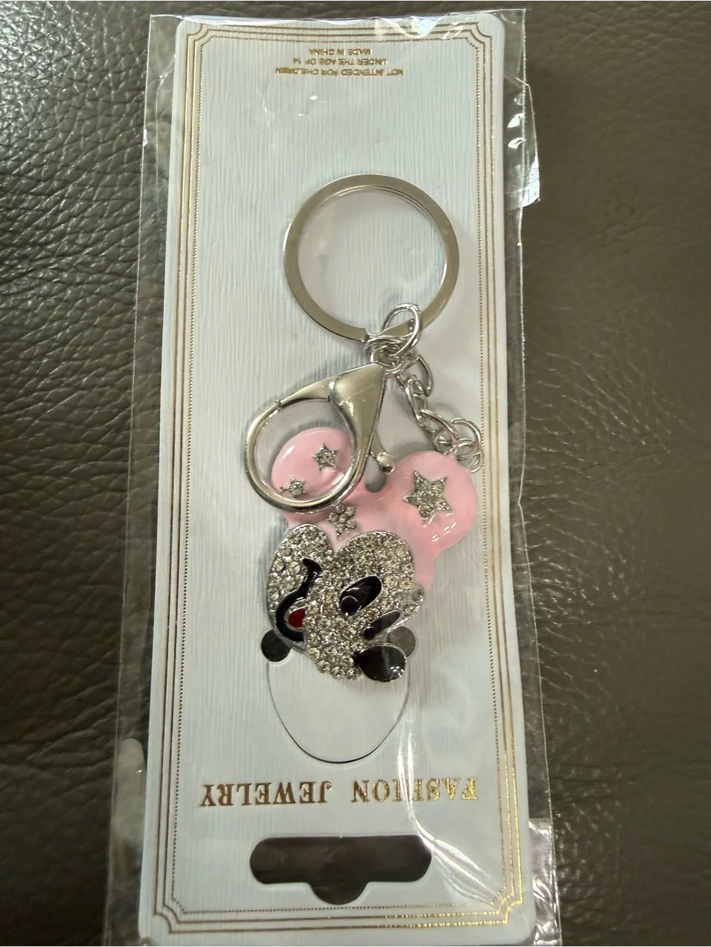 Crystal Heart Pink Keychain Charm - Fashion Jewelry